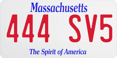 MA license plate 444SV5