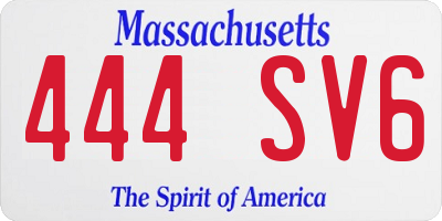 MA license plate 444SV6