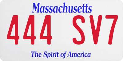 MA license plate 444SV7