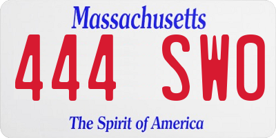 MA license plate 444SW0