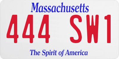 MA license plate 444SW1