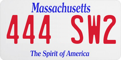 MA license plate 444SW2