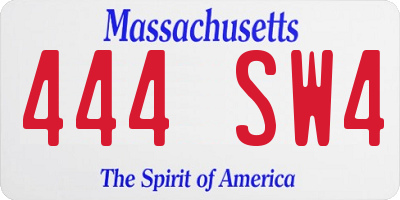 MA license plate 444SW4