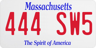 MA license plate 444SW5