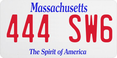 MA license plate 444SW6