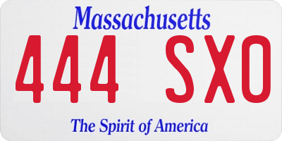 MA license plate 444SX0