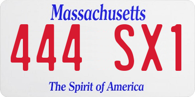 MA license plate 444SX1