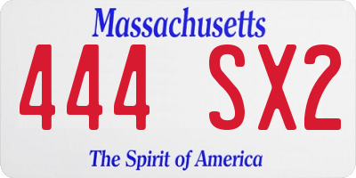 MA license plate 444SX2