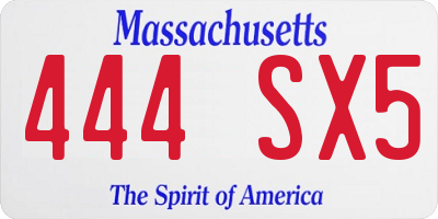 MA license plate 444SX5