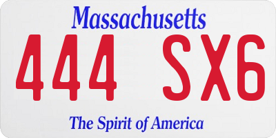 MA license plate 444SX6
