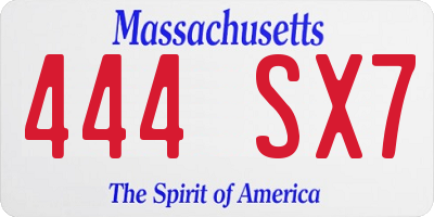 MA license plate 444SX7