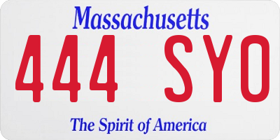 MA license plate 444SY0