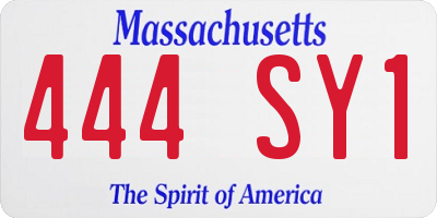 MA license plate 444SY1