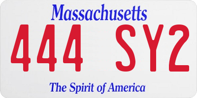 MA license plate 444SY2
