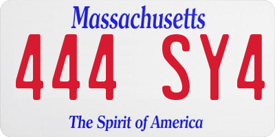 MA license plate 444SY4