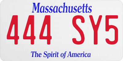 MA license plate 444SY5