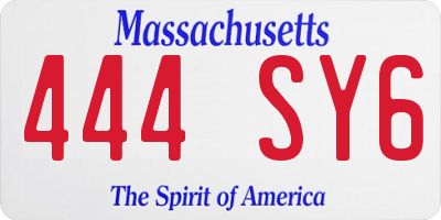 MA license plate 444SY6