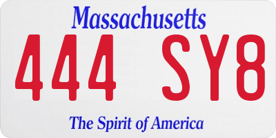 MA license plate 444SY8