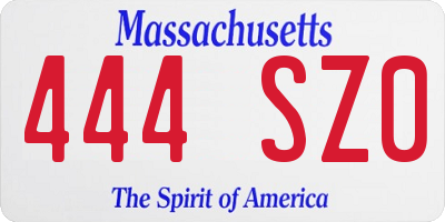 MA license plate 444SZ0