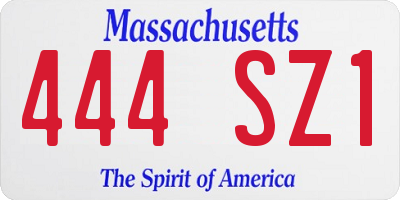 MA license plate 444SZ1