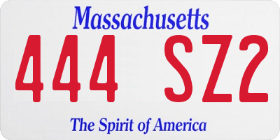 MA license plate 444SZ2