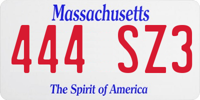 MA license plate 444SZ3