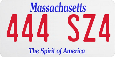 MA license plate 444SZ4