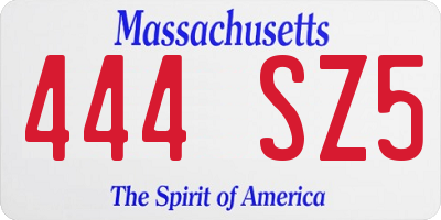 MA license plate 444SZ5