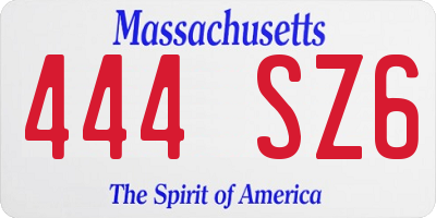 MA license plate 444SZ6
