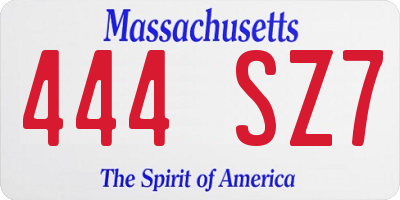 MA license plate 444SZ7