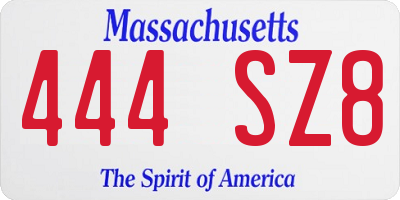 MA license plate 444SZ8