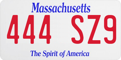 MA license plate 444SZ9
