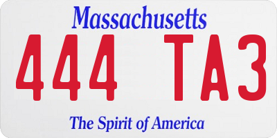 MA license plate 444TA3