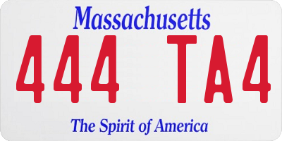 MA license plate 444TA4