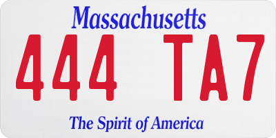 MA license plate 444TA7