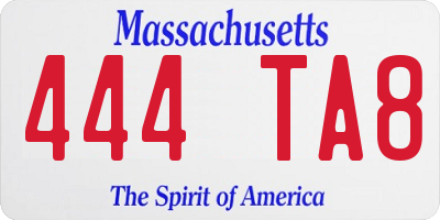 MA license plate 444TA8