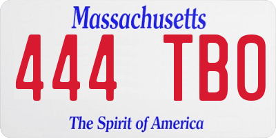 MA license plate 444TB0