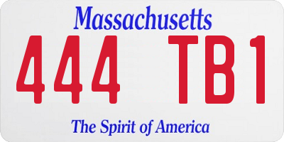 MA license plate 444TB1