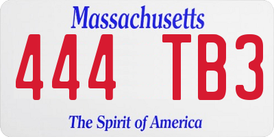 MA license plate 444TB3