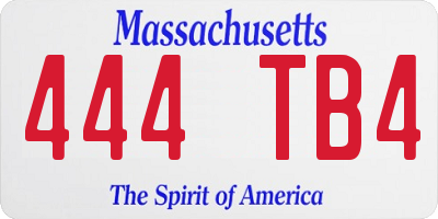 MA license plate 444TB4