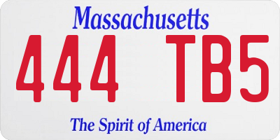 MA license plate 444TB5