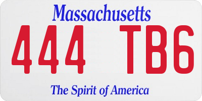 MA license plate 444TB6