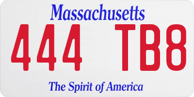 MA license plate 444TB8