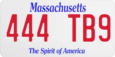 MA license plate 444TB9