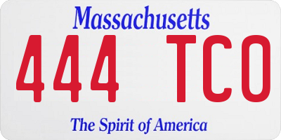 MA license plate 444TC0
