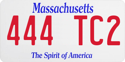MA license plate 444TC2