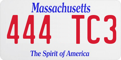 MA license plate 444TC3