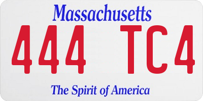 MA license plate 444TC4