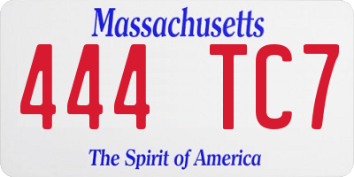 MA license plate 444TC7