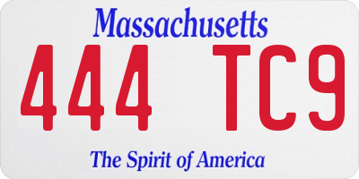 MA license plate 444TC9